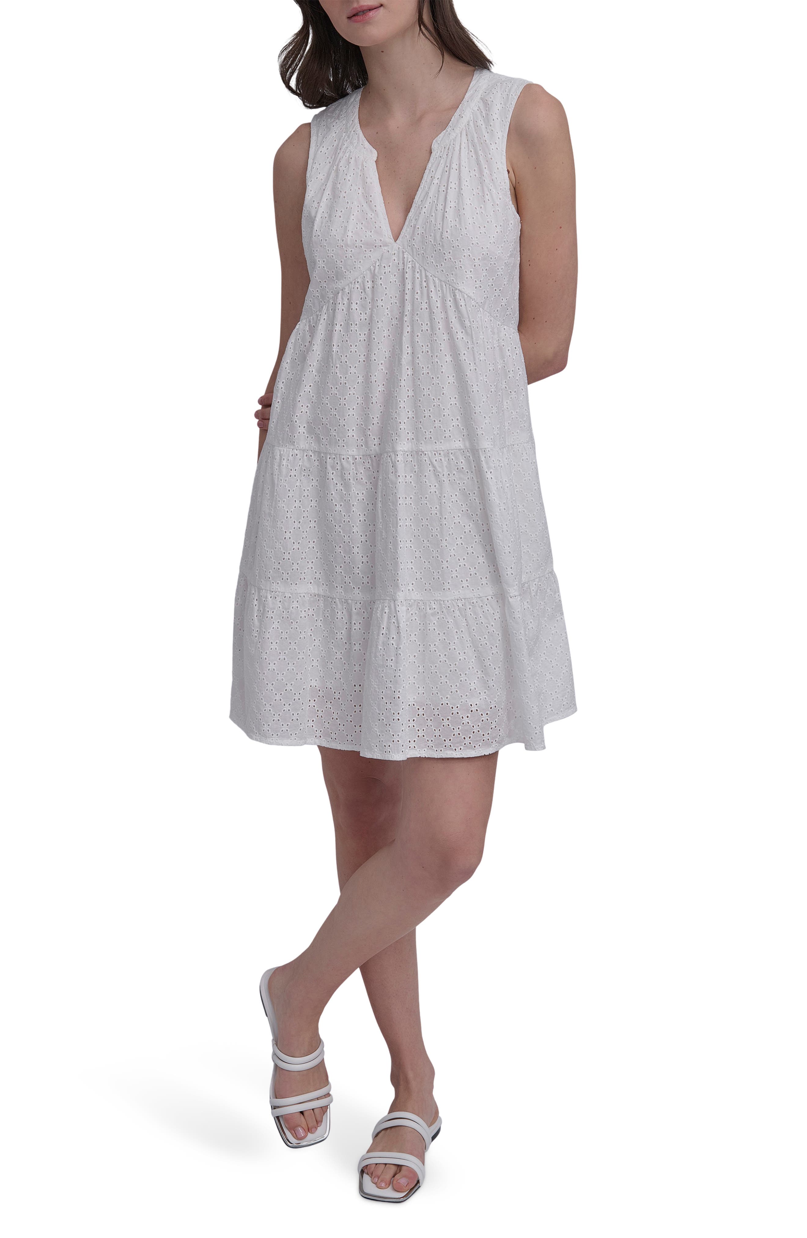 DKNY Jeans Sleeveless Eyelet Dress