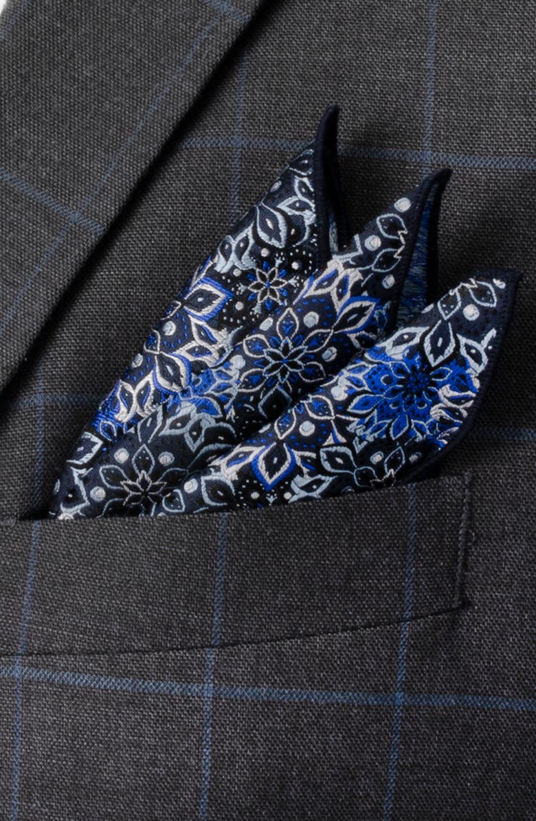Cufflinks, Inc. Floral Silk Pocket Square, Alternate, color, Navy