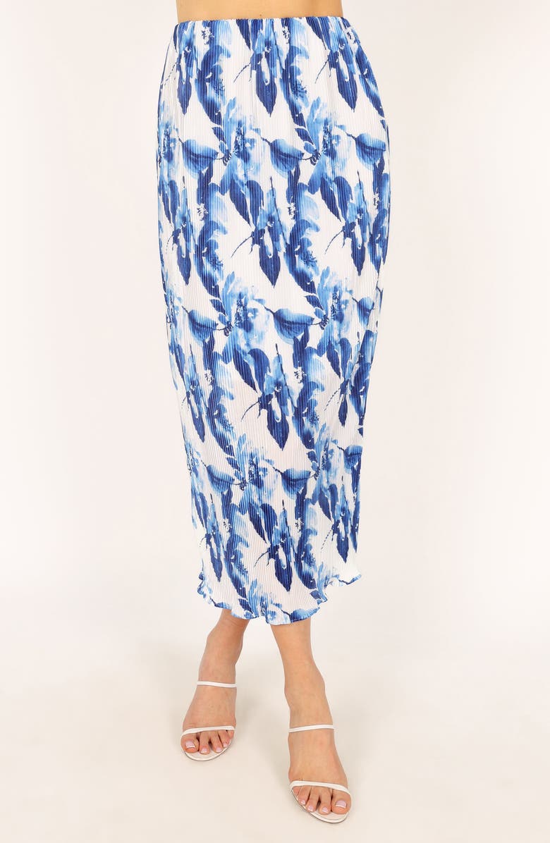Petal & Pup Minelli Plissé Pleat Midi Skirt, Main, color, Blue