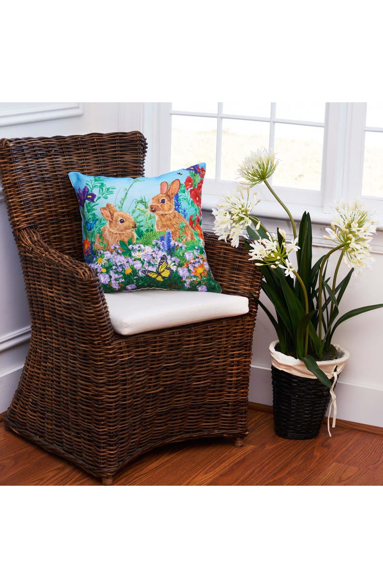 C&F Home Easter Bunny Garden Paradise HD Printed Indoor/Outdoor Accent Throw Pillow 18" x 18", Alternate, color, Green