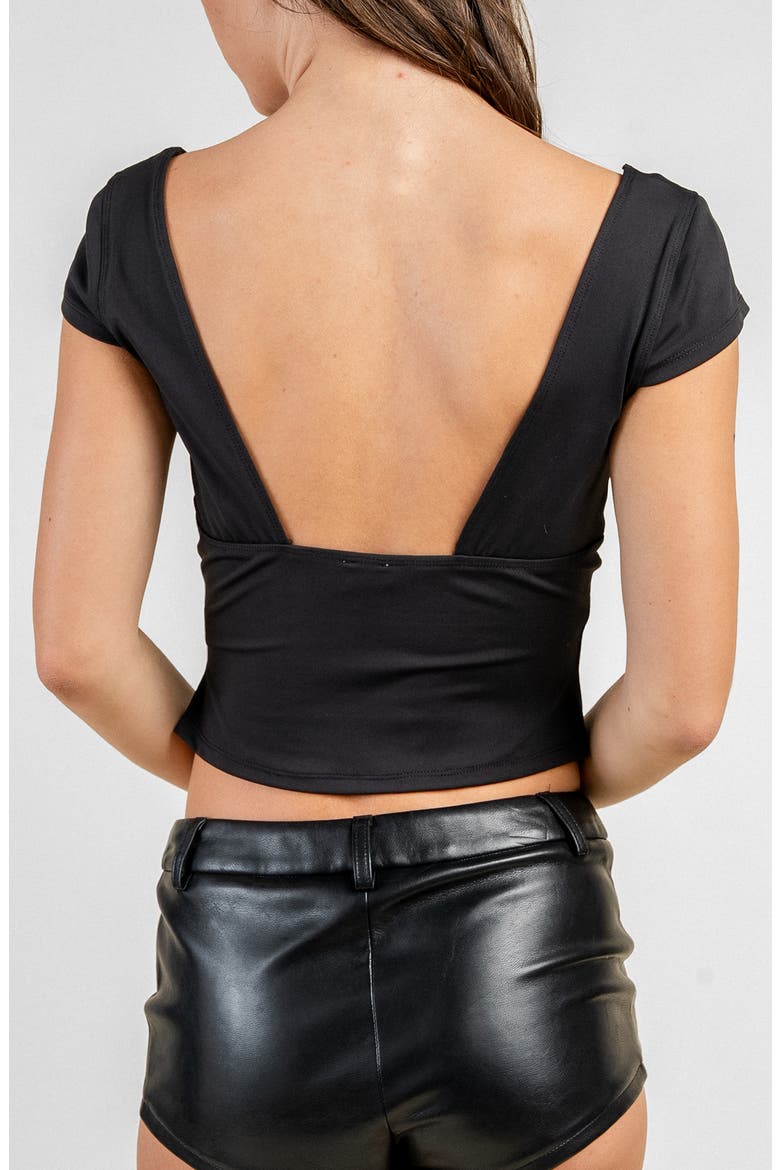 Cap Sleeve Contour Top, Alternate, color, BLACK