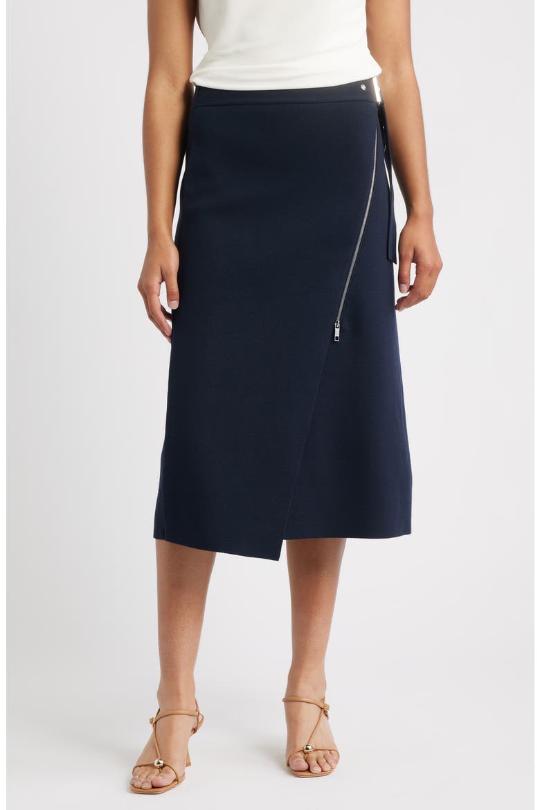 Feliora Faux Wrap Skirt, Main, color, DK BU