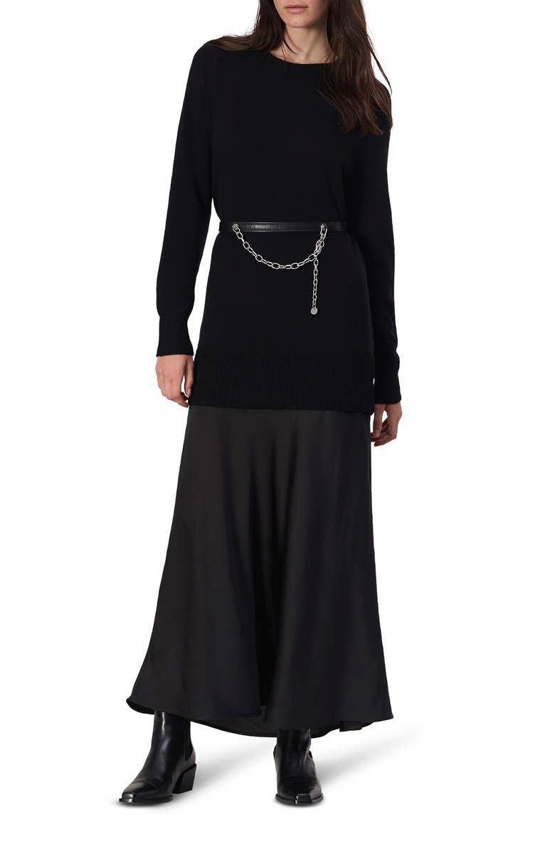 rag & bone Millie Long Sleeve Mixed Media Wool Blend Sweater Dress, Alternate, color, Black