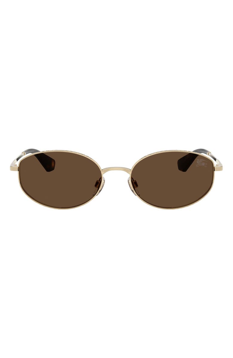 Burberry 55mm Oval Sunglasses, Main, color, Light Gold / Dark Brown