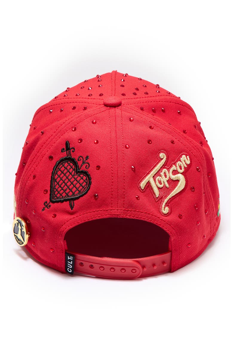 Studded Baseball Cap, Alternate, color, RED