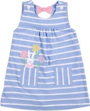 Florence Eiseman Stripe Knit Dress With Bunny & Flowers