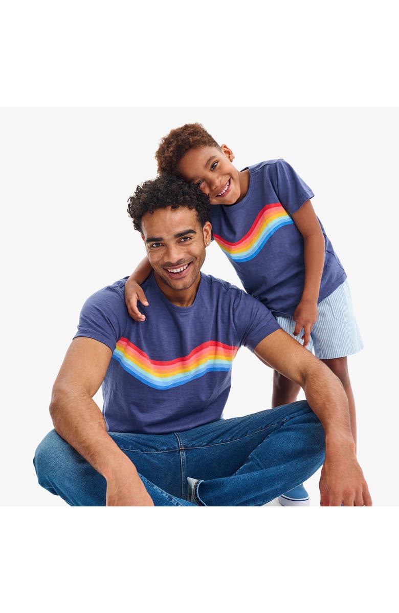 Primary Adult Rainbow Banner Wave Tee, Alternate, color, Sunwashed Navy