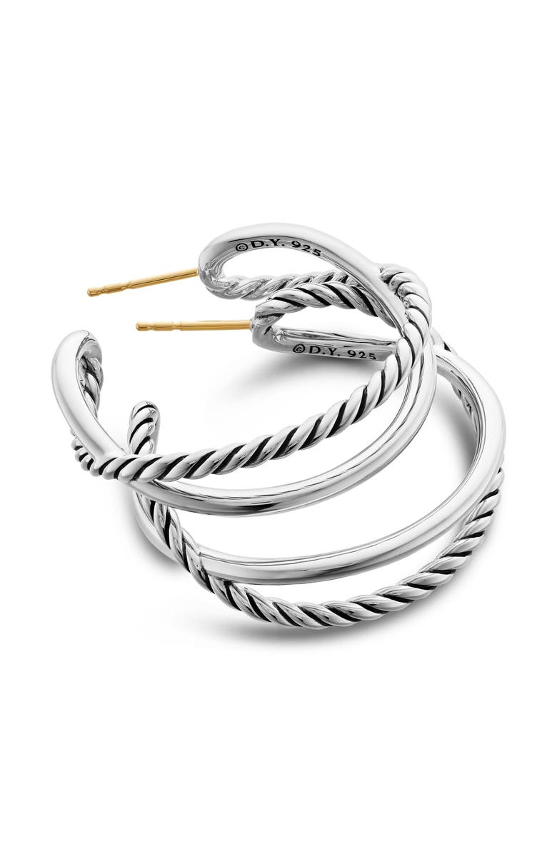 David Yurman Crossover Hoop Earrings, Alternate, color, Silver