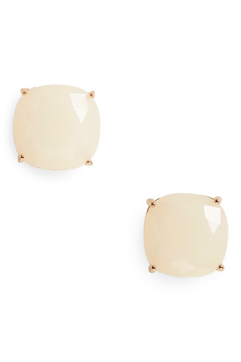 mini small square semiprecious stone stud earrings, Main, color, CREAM