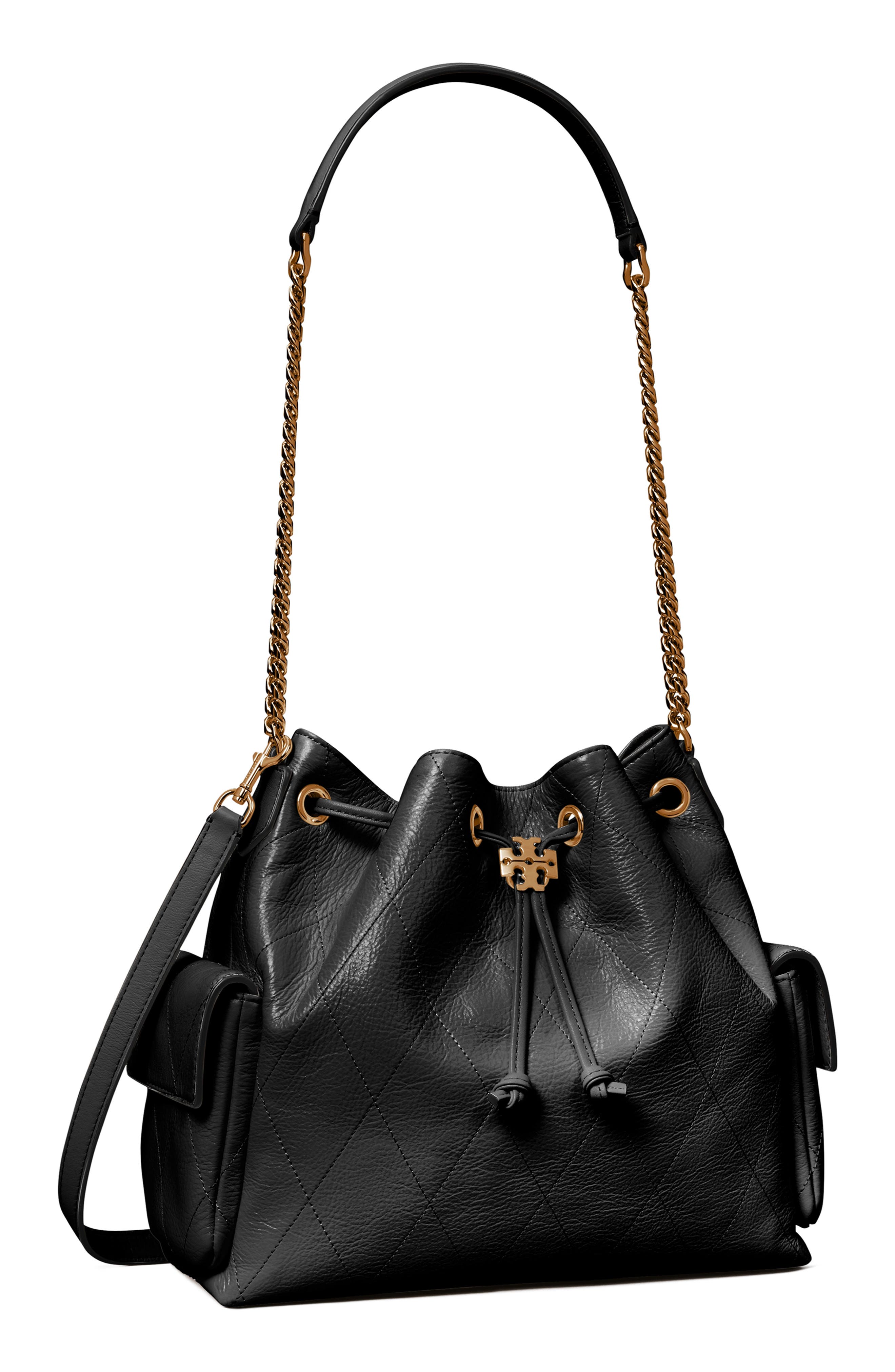 Tory Burch Charlie Quilted Leather Drawstring Shoulder Bag, Alternate, color, 