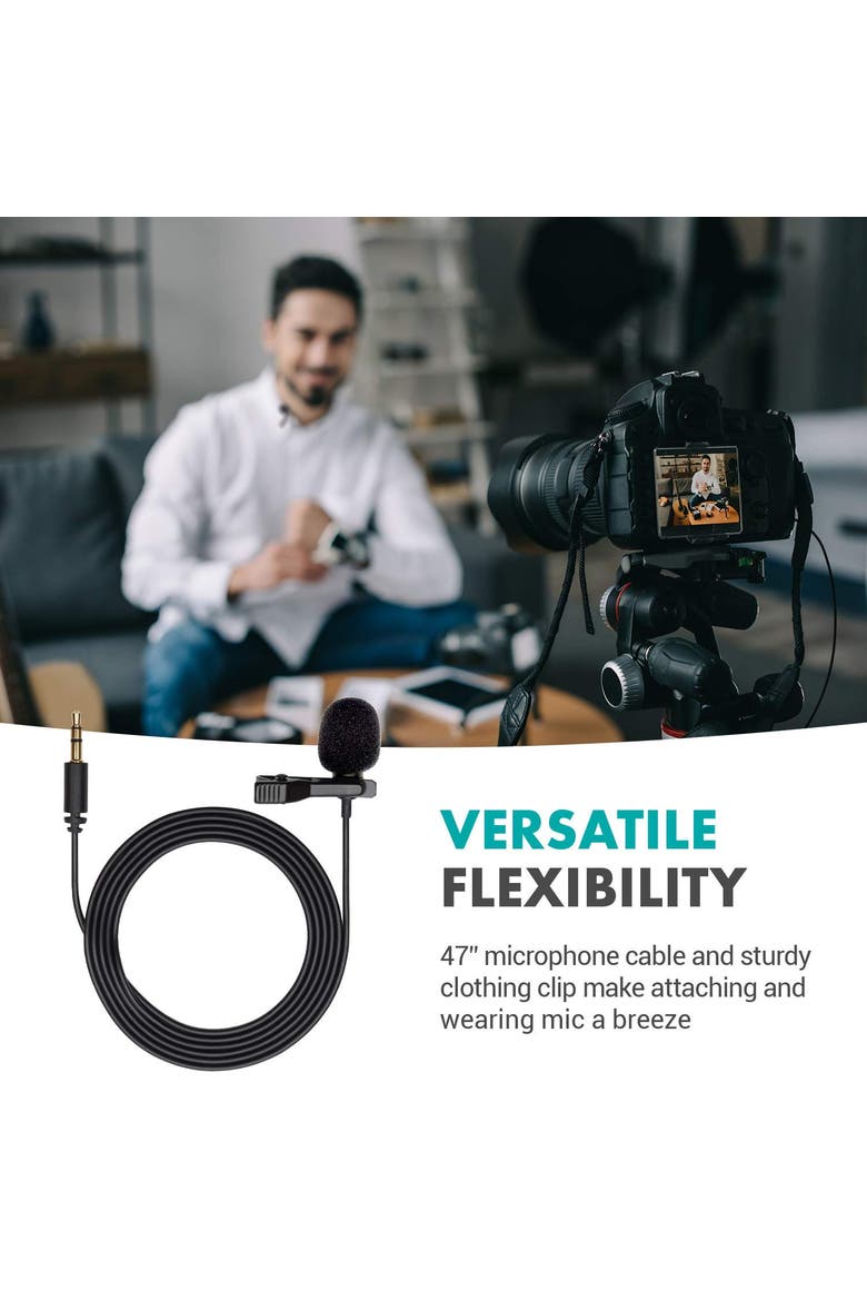 DOM1 Lavalier Omnidirectional Condenser Microphone for DJI Osmo Handheld 4K Camera, Alternate, color, Black
