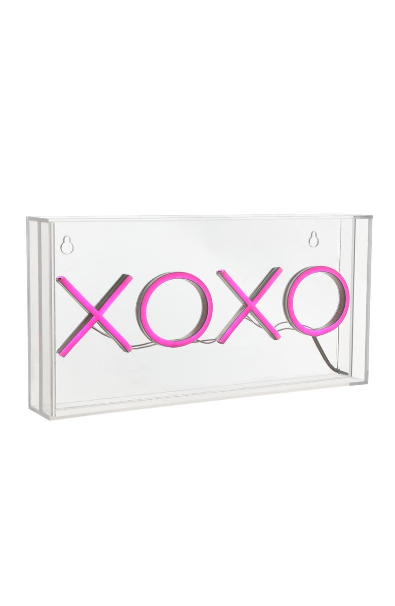 JONATHAN Y Contemporary Glam Acrylic Box USB Operated LED Neon Light, Main, color, Pink