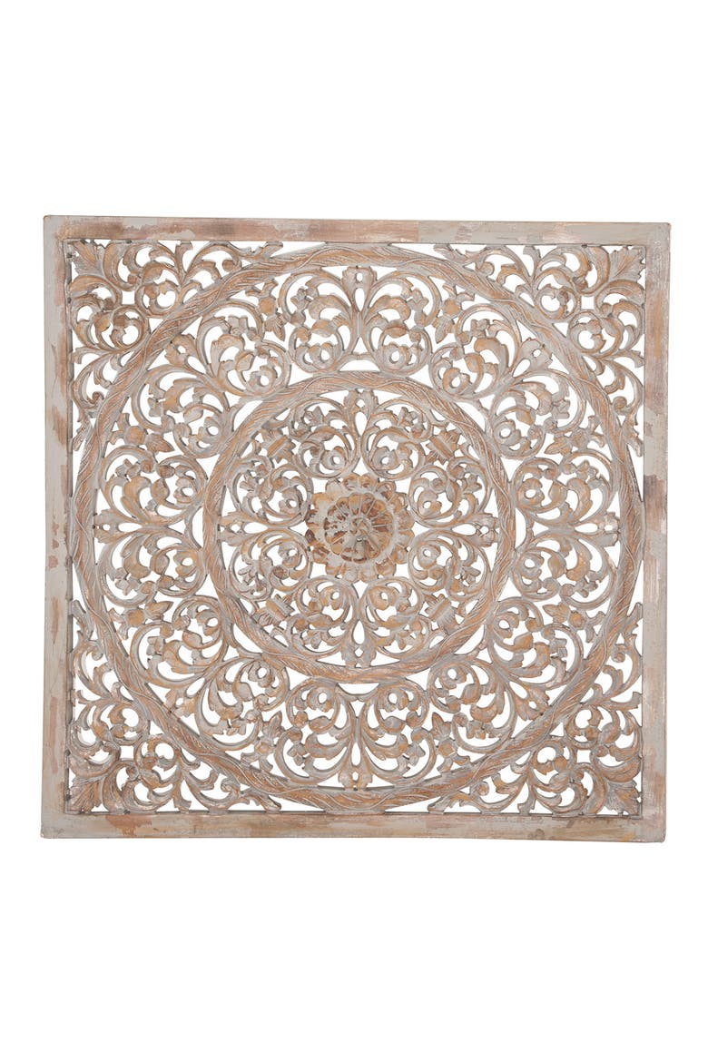 WILLOW ROW Brown Traditional Floral Wood Wall Decor, Main, color, BROWN