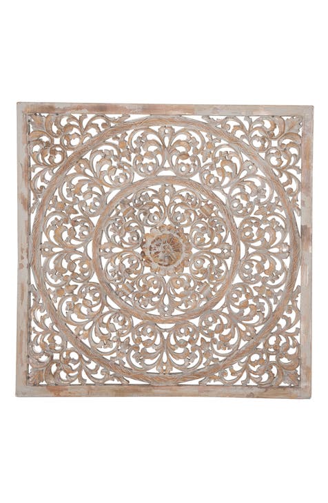 WILLOW ROW Brown Traditional Floral Wood Wall Decor