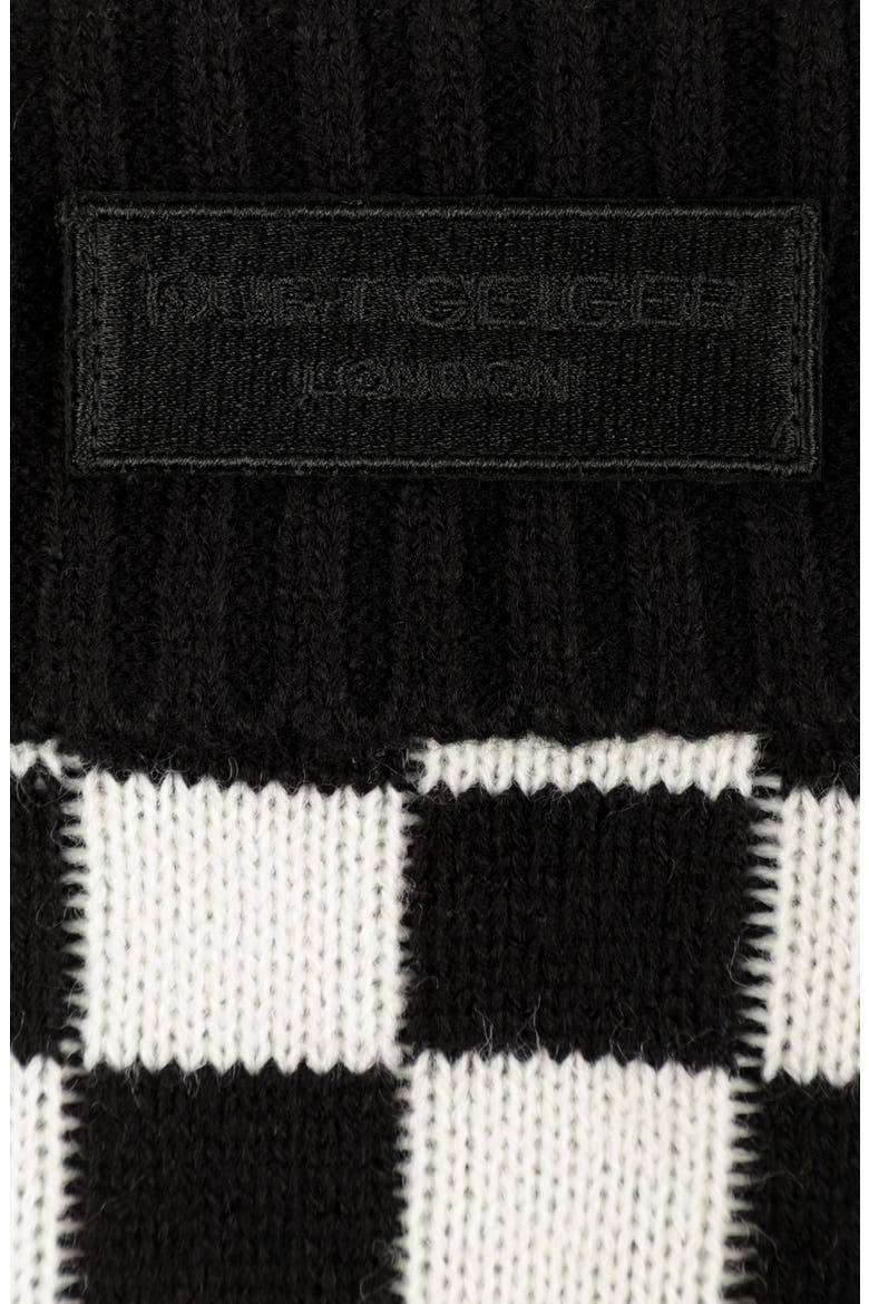 Check Fingerless Gloves, Alternate, color, BLACK / WHITE