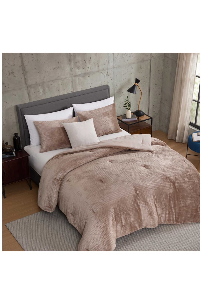 Hudson Houndstooth Comforter Set, Alternate, color, MINK BROWN