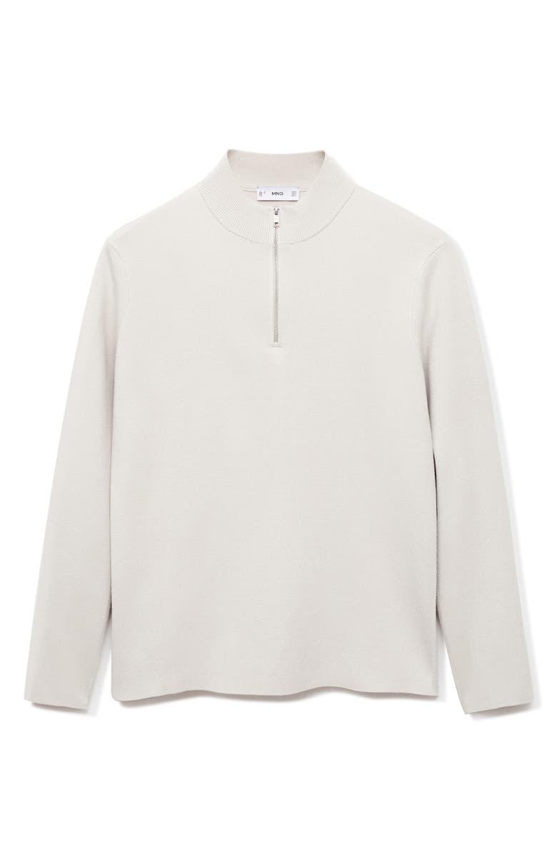 MANGO Quarter Zip Sweater, Alternate, color, Light/ Pastel Grey