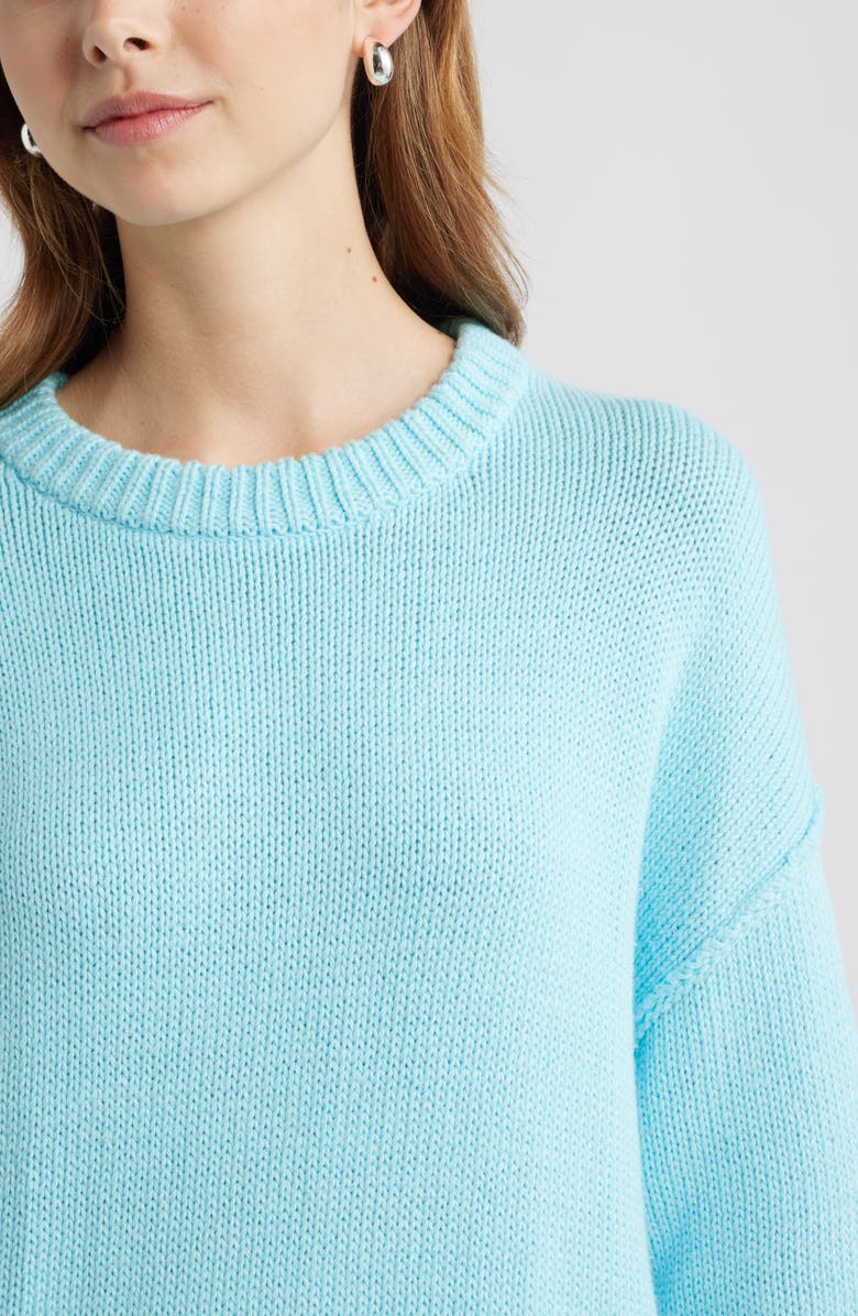 Open Edit Oversize Crewneck Cotton Sweater, Alternate, color, Blue Atomizer