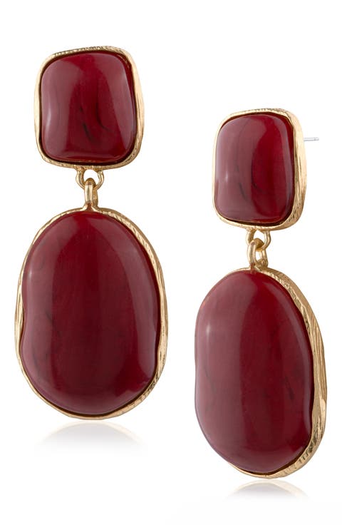 Framed Stone Statement Drop Earrings