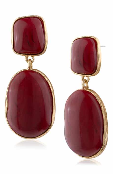 Framed Stone Statement Drop Earrings
