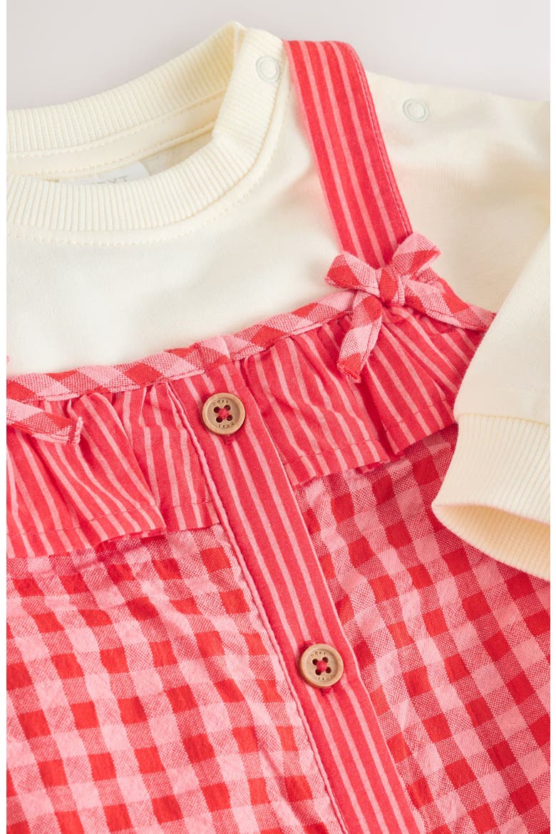 Seersucker Overall & Bodysuit Set, Alternate, color, RED