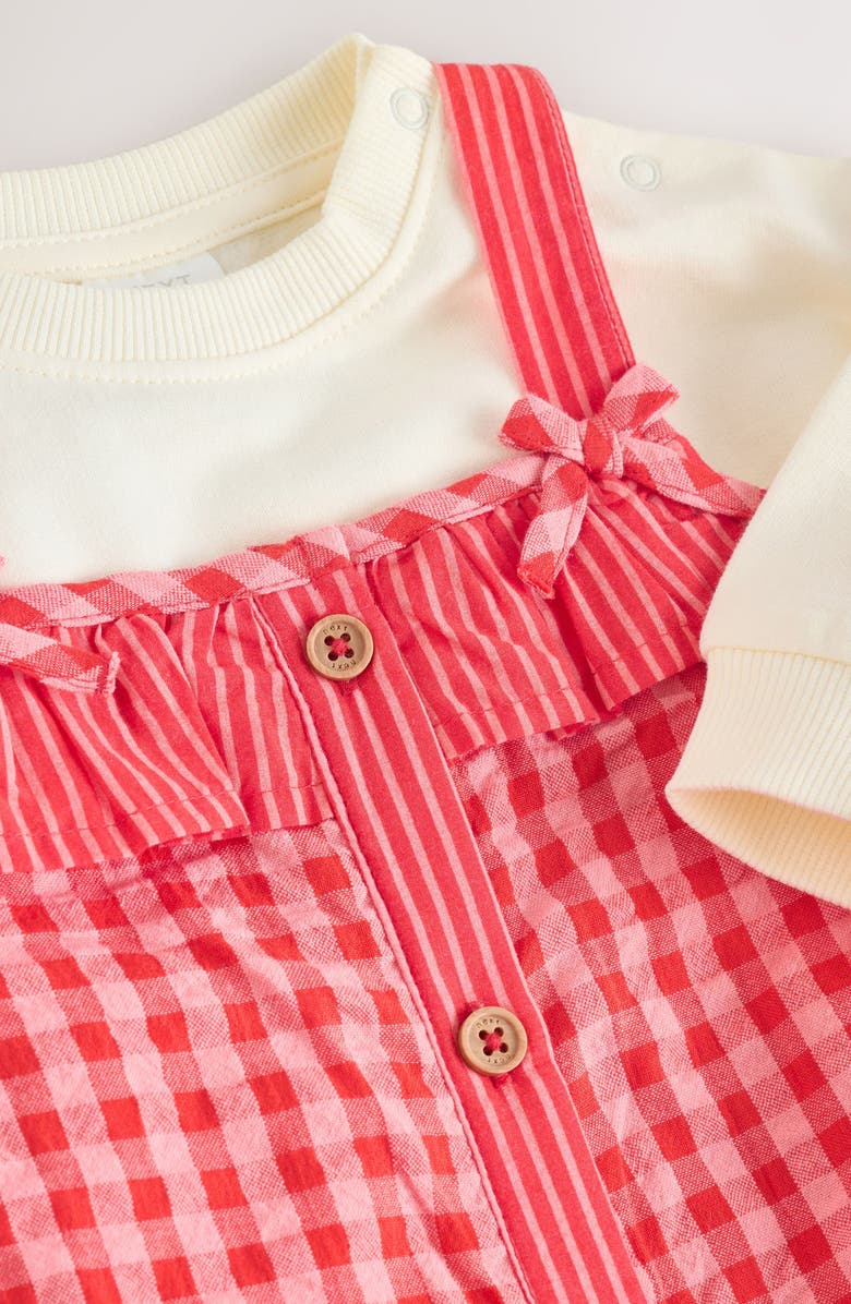 NEXT Seersucker Overall & Bodysuit Set, Alternate, color, Red