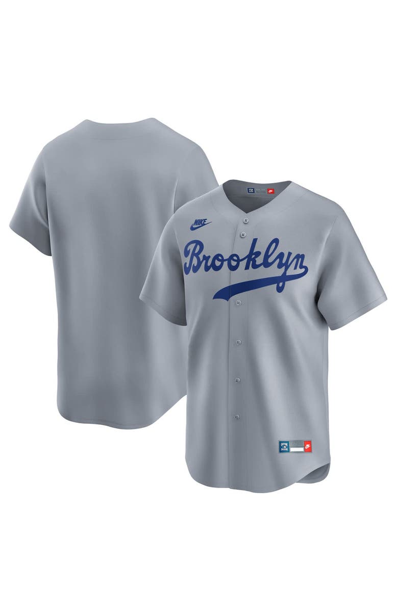 Nike Men's Nike Gray Brooklyn Dodgers Throwback Cooperstown Collection Limited Jersey, Alternate, color, Gray