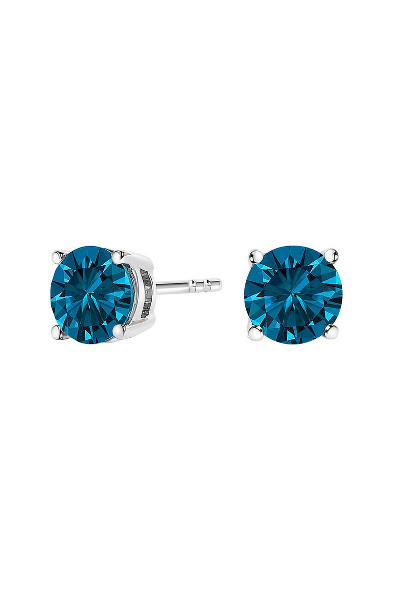 14K Gold 1/2 Cttw Lab Grown Blue Diamond Solitaire Stud Earrings, Alternate, color, White