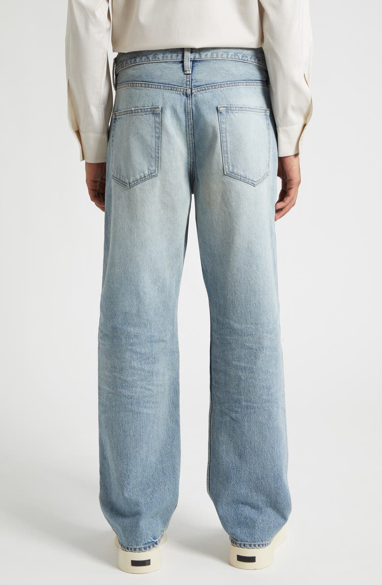 Fear of God Ripped Knee Five-Pocket Straight Leg Jeans, Alternate, color, Light Indigo Light Indigo