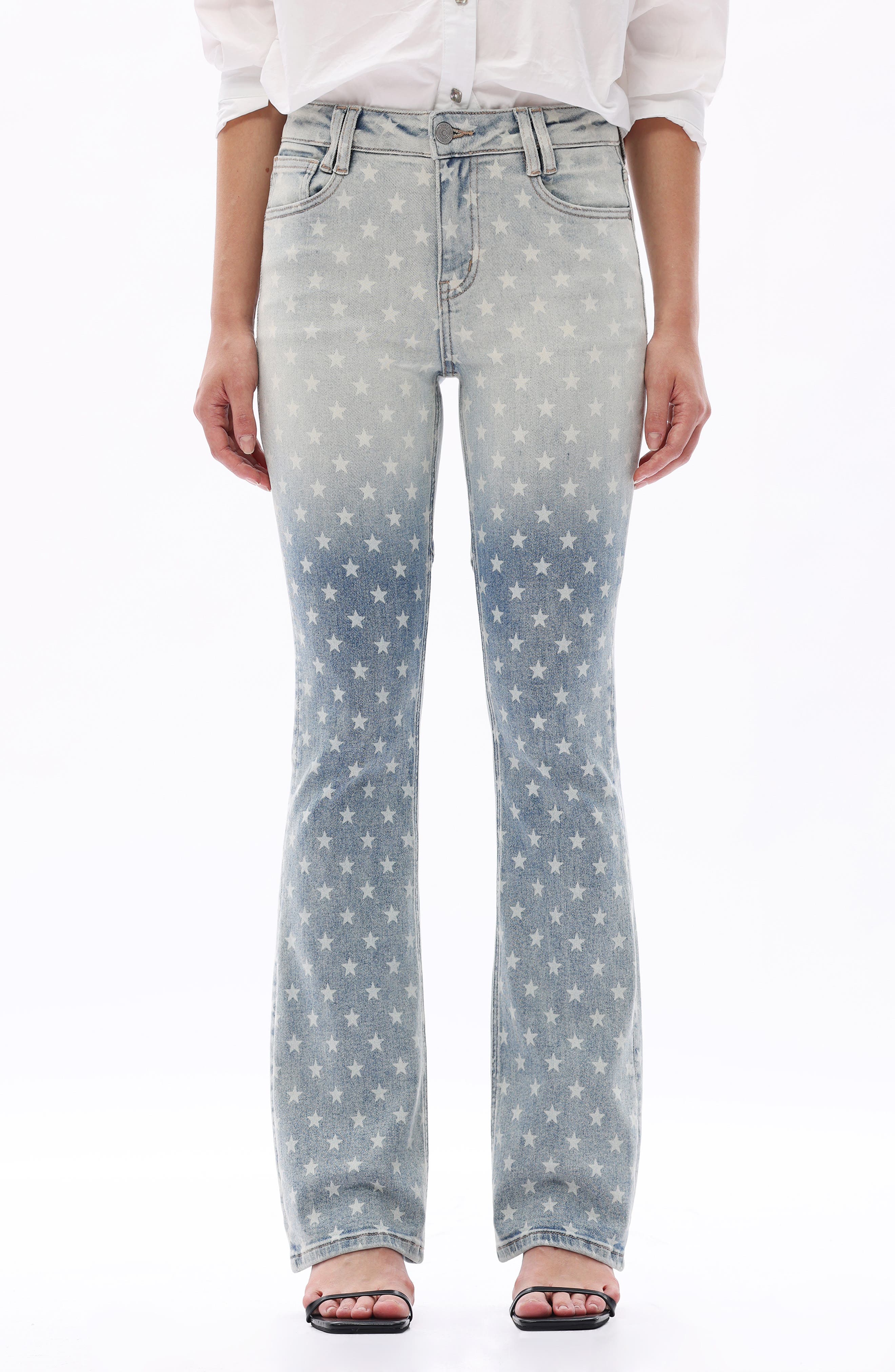 Star Print Bootcut Jeans