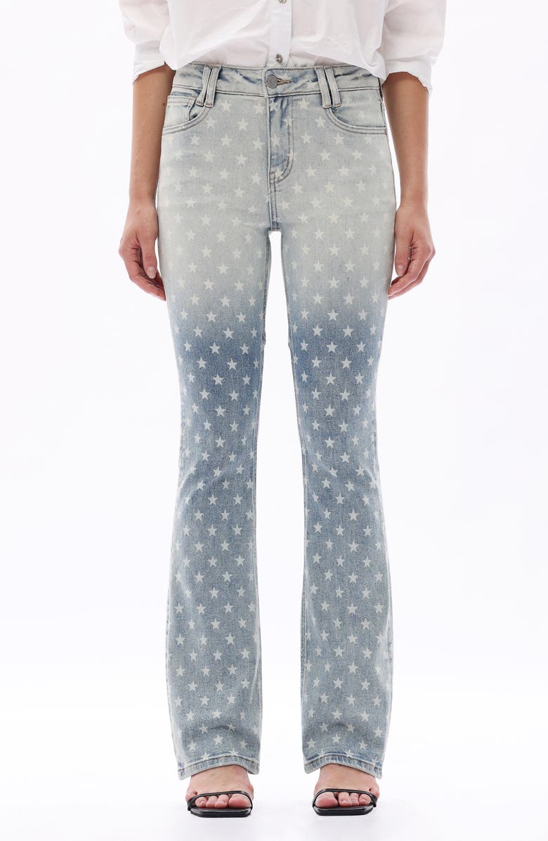 Bayeas Star Print Bootcut Jeans, Main, color, Retro Light Blue