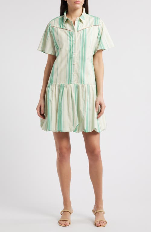 Du Paradis Gardenia Stripe Bubble Hem Shirtdress In Vintage Stripes