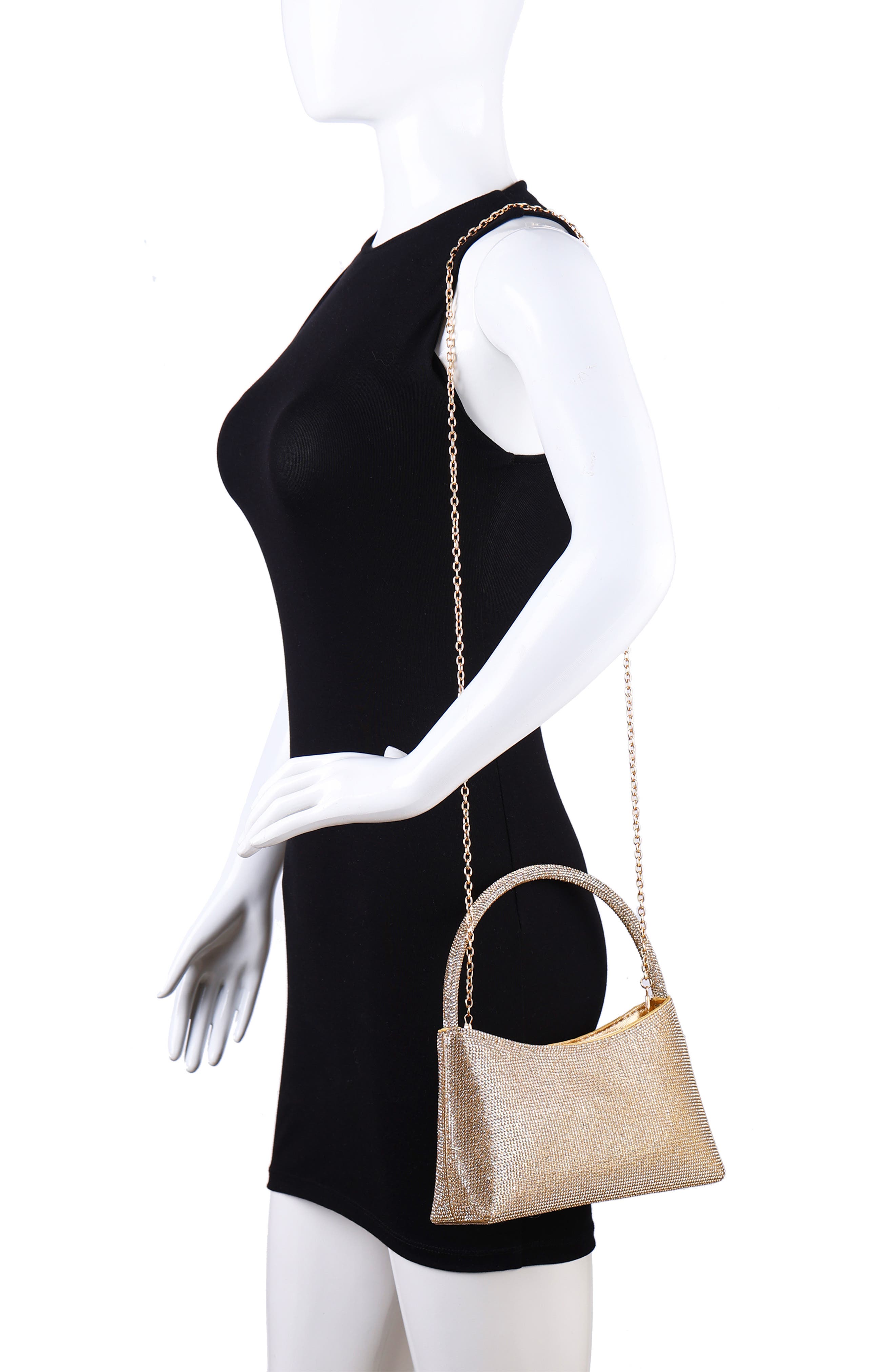 Dressy Rhinestone Top Handle Bag, Alternate, color, GOLD