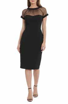Maggy London Illusion Yoke Crepe Cocktail Dress