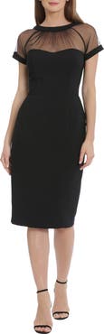 Maggy London Illusion Yoke Crepe Cocktail Dress