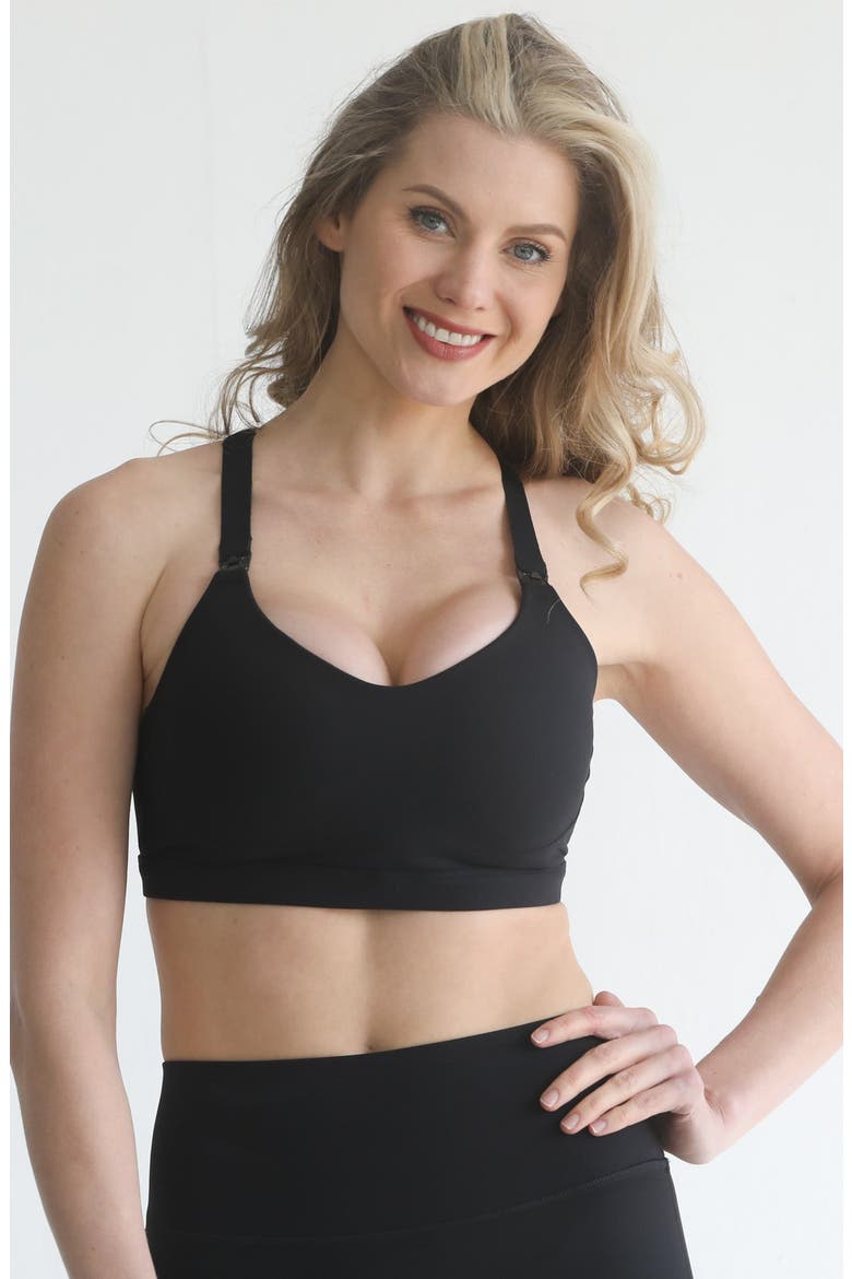 Empower High Support Molded Cup Nursing and Pumping Sports Bra, Main, color, Noir