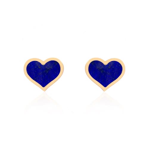 The Lovery Fine Jewelry Large Lapis Heart Stud Earrings In Blue