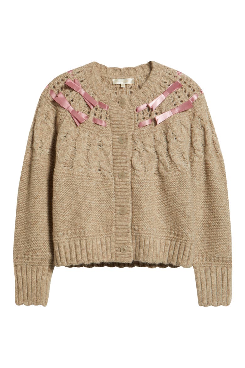 Clementian Alpaca & Wool Blend Cardigan, Alternate, color, OATMEAL MELANGE