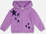 Deux par Deux Hooded Zip Star Detail Knitted Cardigan