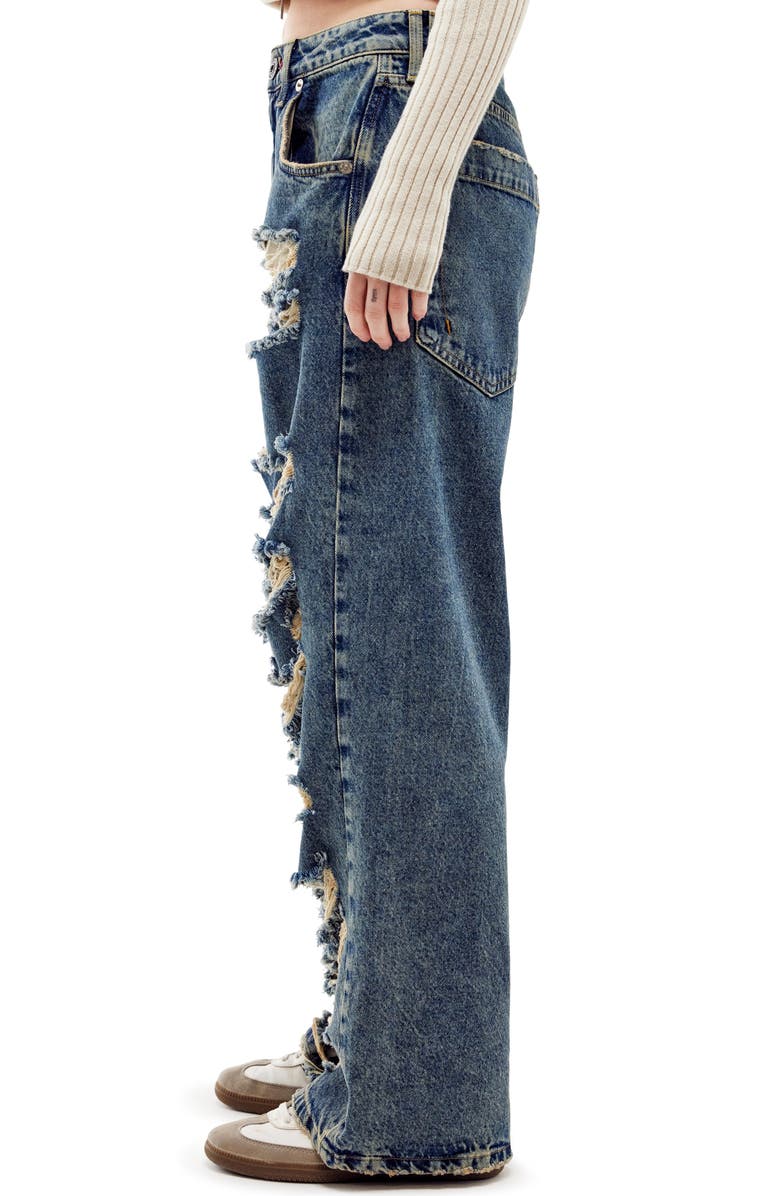 BDG Urban Outfitters Extreme Ripped Wide Leg Jeans, Alternate, color, 