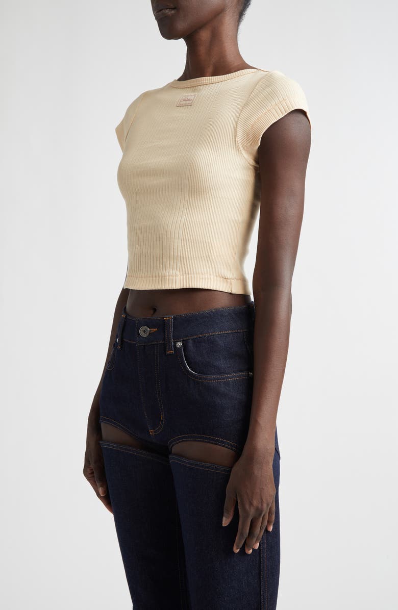 Jean Paul Gaultier Needle Patch Rib Baby Tee, Alternate, color, Nude