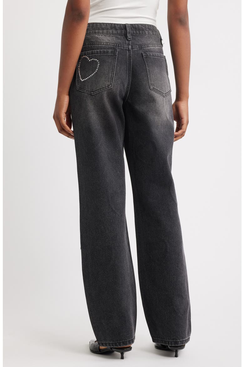 Heart Cutout Wide Leg Jeans, Alternate, color, BLACK WASH