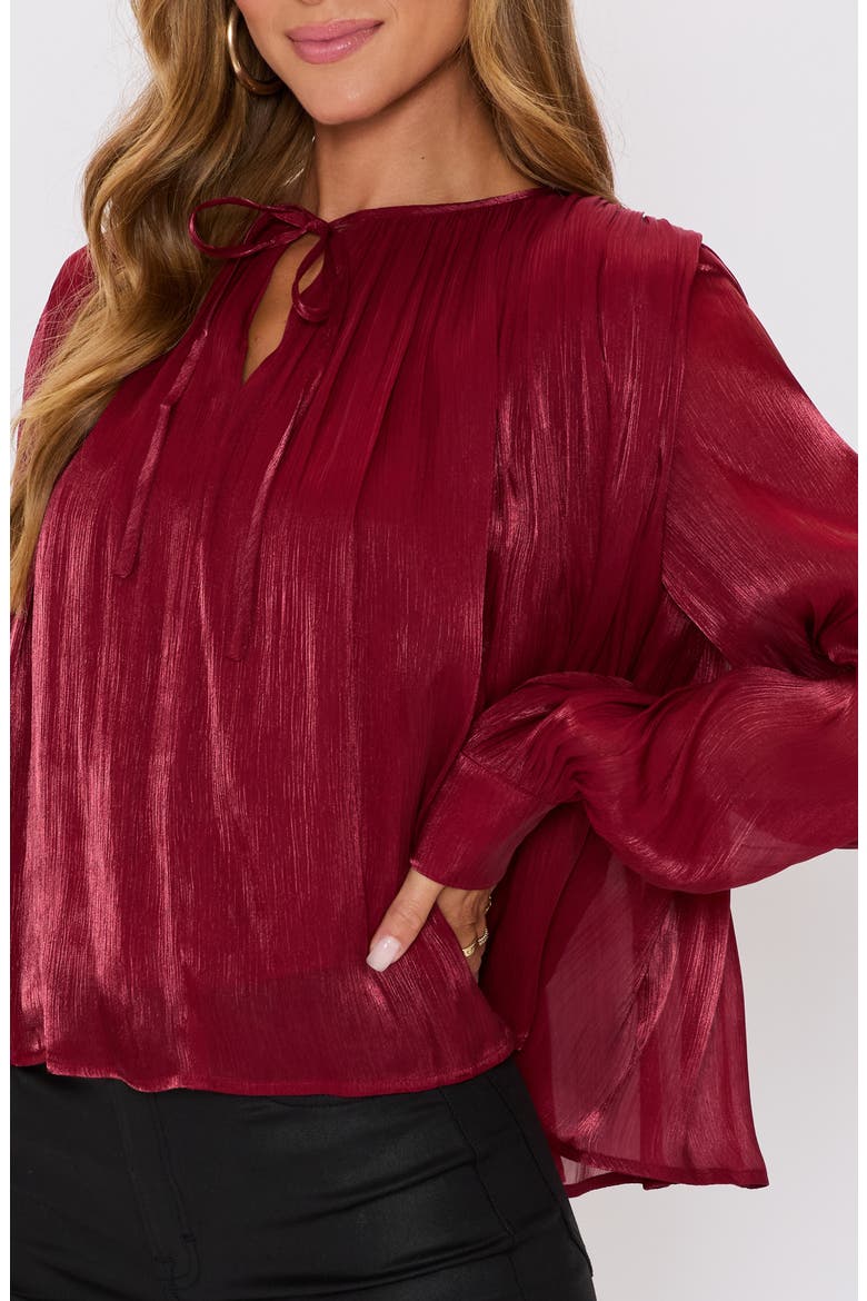 Metallic Satin Top, Alternate, color, RUBY