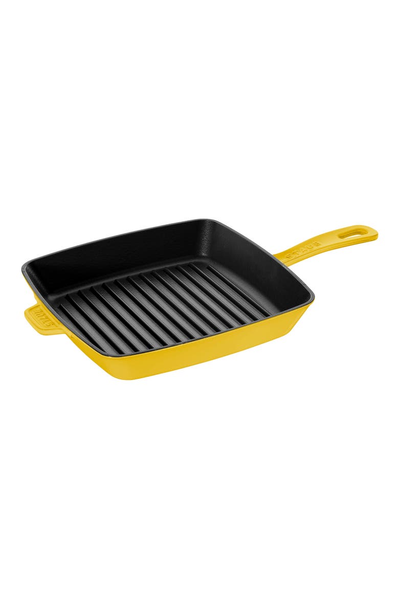 12-Inch Square Enameled Cast Iron Grill Pan, Main, color, CITRON