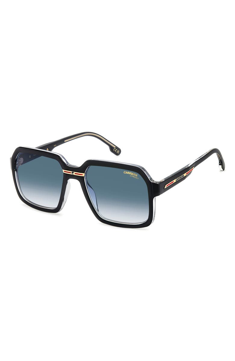 Carrera Eyewear 56mm Victory 08 Square Sunglasses, Alternate, color, Black Crystal/ Dark Blue Sf