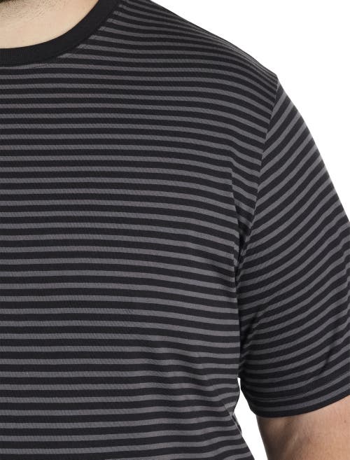 Harbor Bay By Dxl Moisture-wicking Striped T-shirt In Black/grey