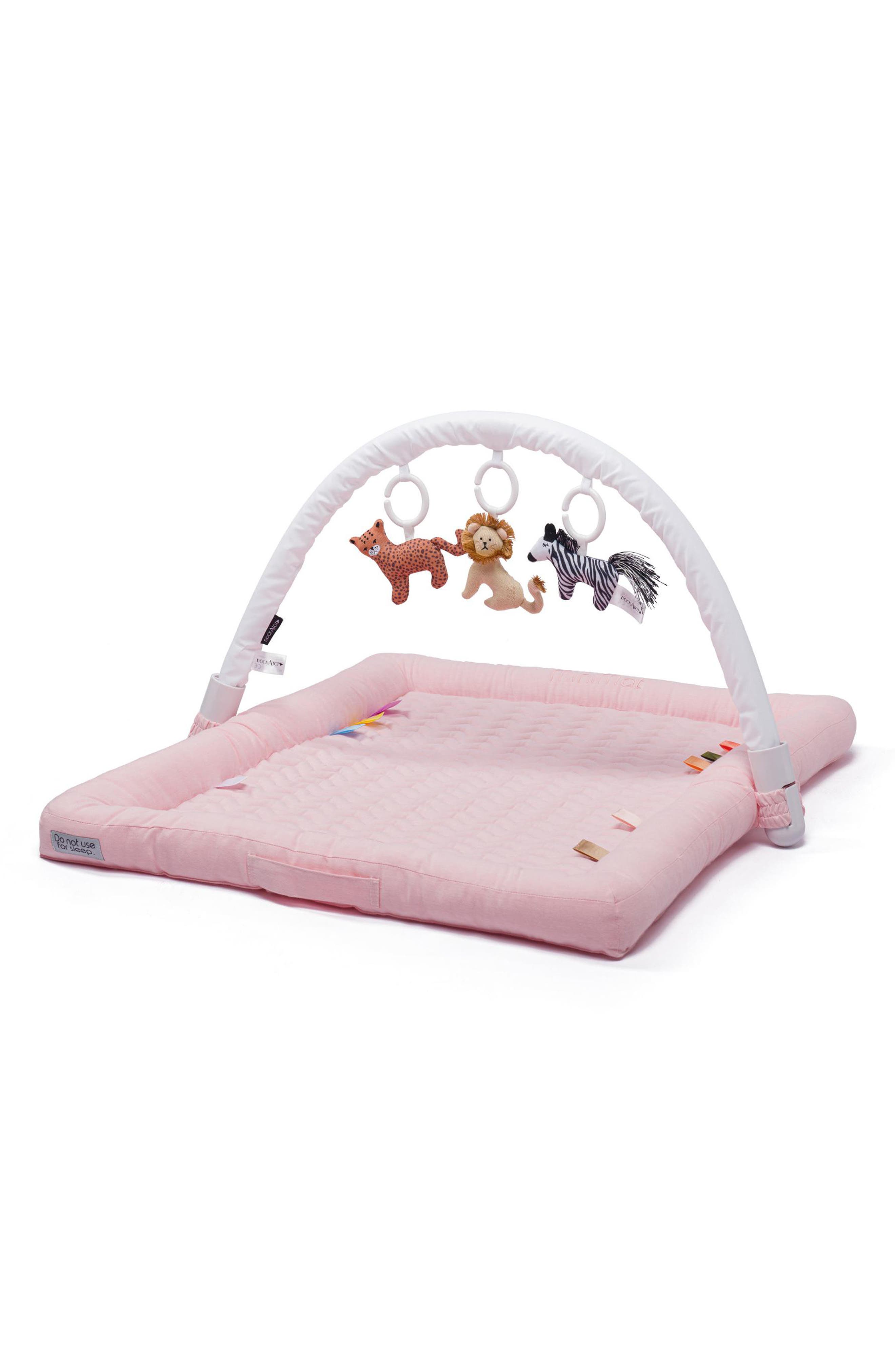 DockATot Day at The Zoo Toy Arch Mini Play Mat in Blossom Chambray 