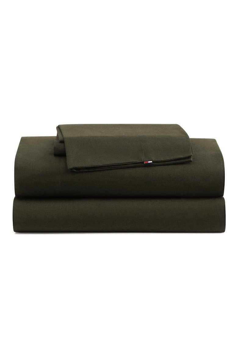 Essentials 200 Thread Count Cotton Percale Sheet Set, Main, color, OLIVE GREEN