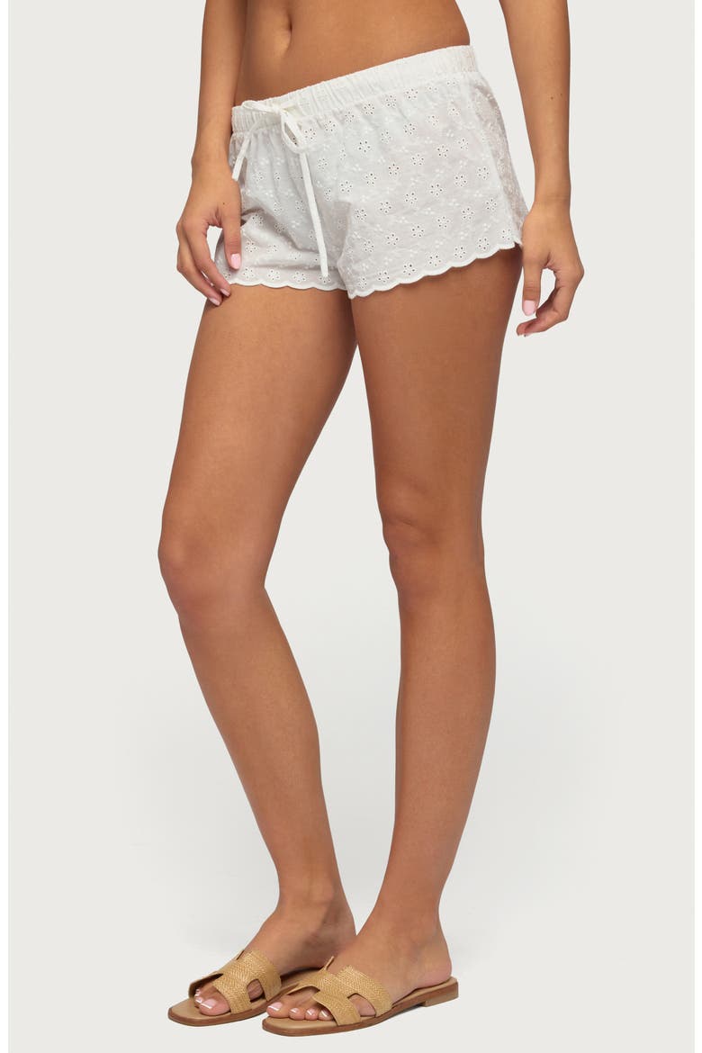 Talula Cotton Eyelet Tie Waist Shorts, Alternate, color, WHITE