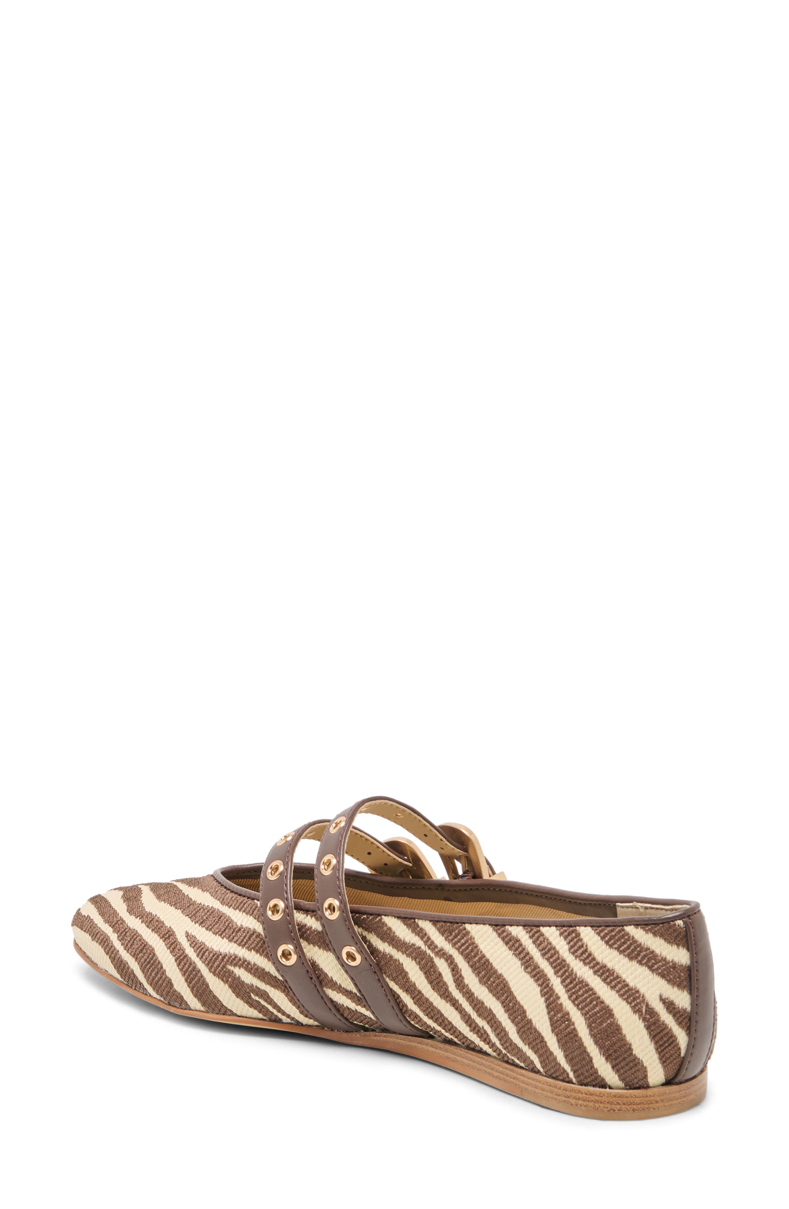 Baylee Grommet Mary Jane Flat, Alternate, color, BEIGE ZEBRA RAFFIA